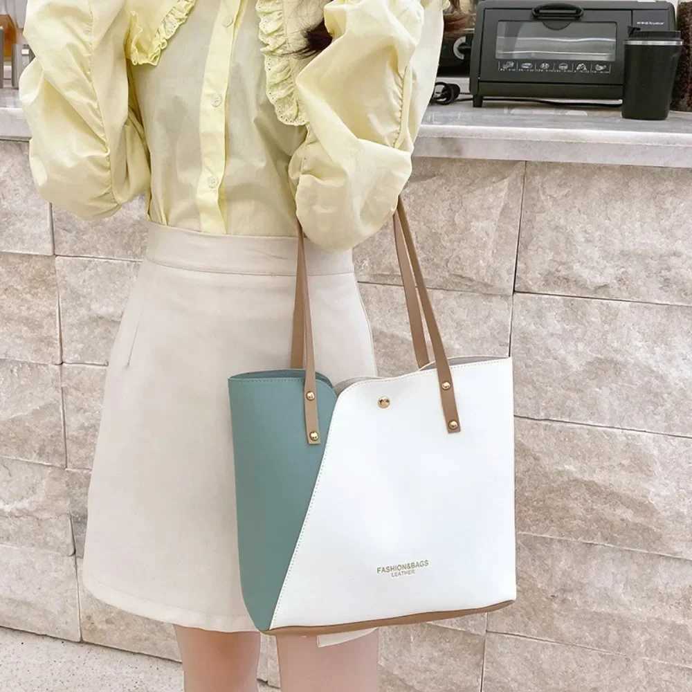 Womens Patchwork Color Bag Large Capacity Shoulder Bags High Quality PU Leather Handbag Ladies Wild Bags Purses and Handbags XJ250610