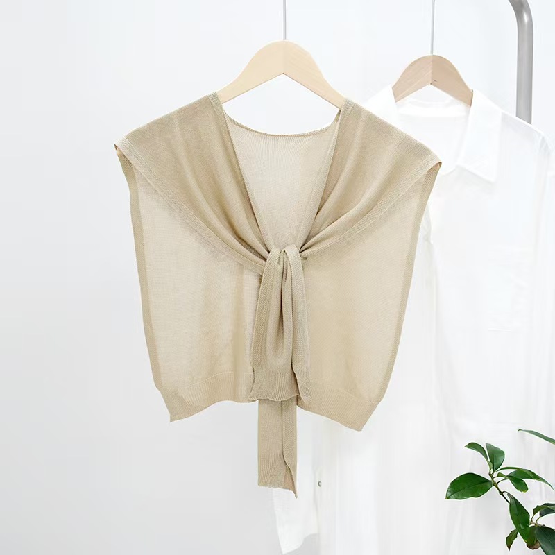 T945 solid color ice silk waistcoat thin style female net celebrity shawl fake collar scarf
