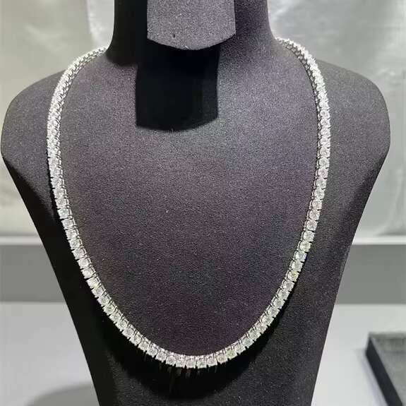 OACOCA Luxury 925 Sterling Silver Tennis Chain VVS Moissanite 5mm 14 Inches Necklace with Diamond Silver Plated Jewelry
