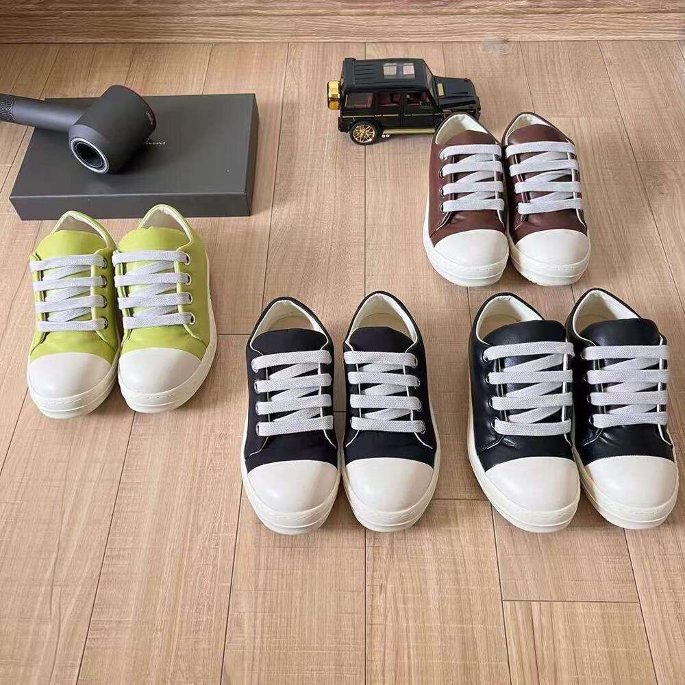 2024 High-Top Canvas Genuine Leather Casual Sports Thick-Soled Couple Lace-Up Black and White Sneakers Trendy Shoes