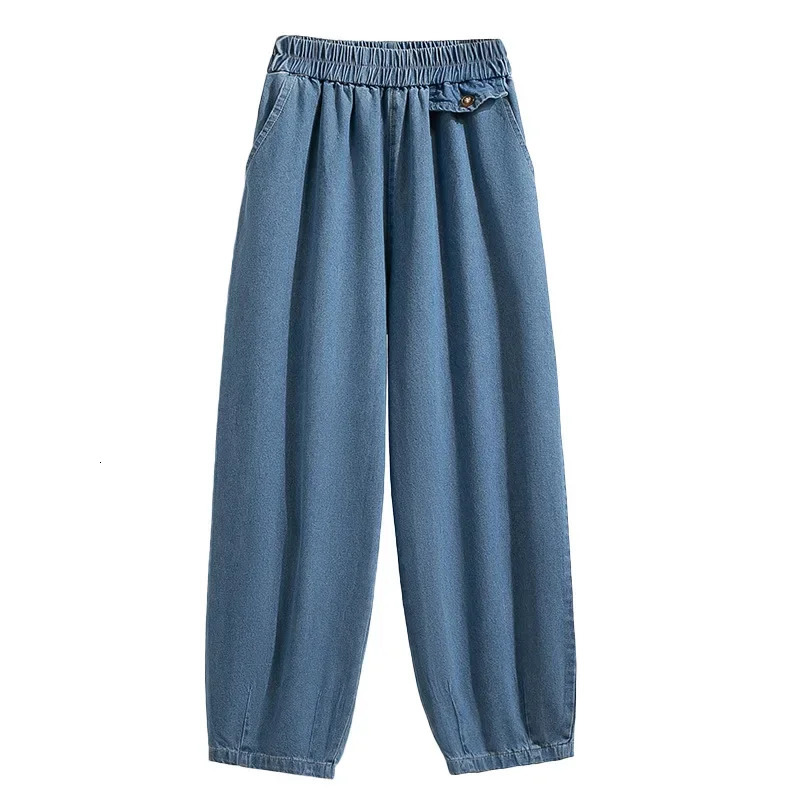 Plus Size High Waist Banana Grandma Harem Jeans Women plus Size Denim Pants Summer Fashion Pear Shape Body Fit Nine Point Tro 250609