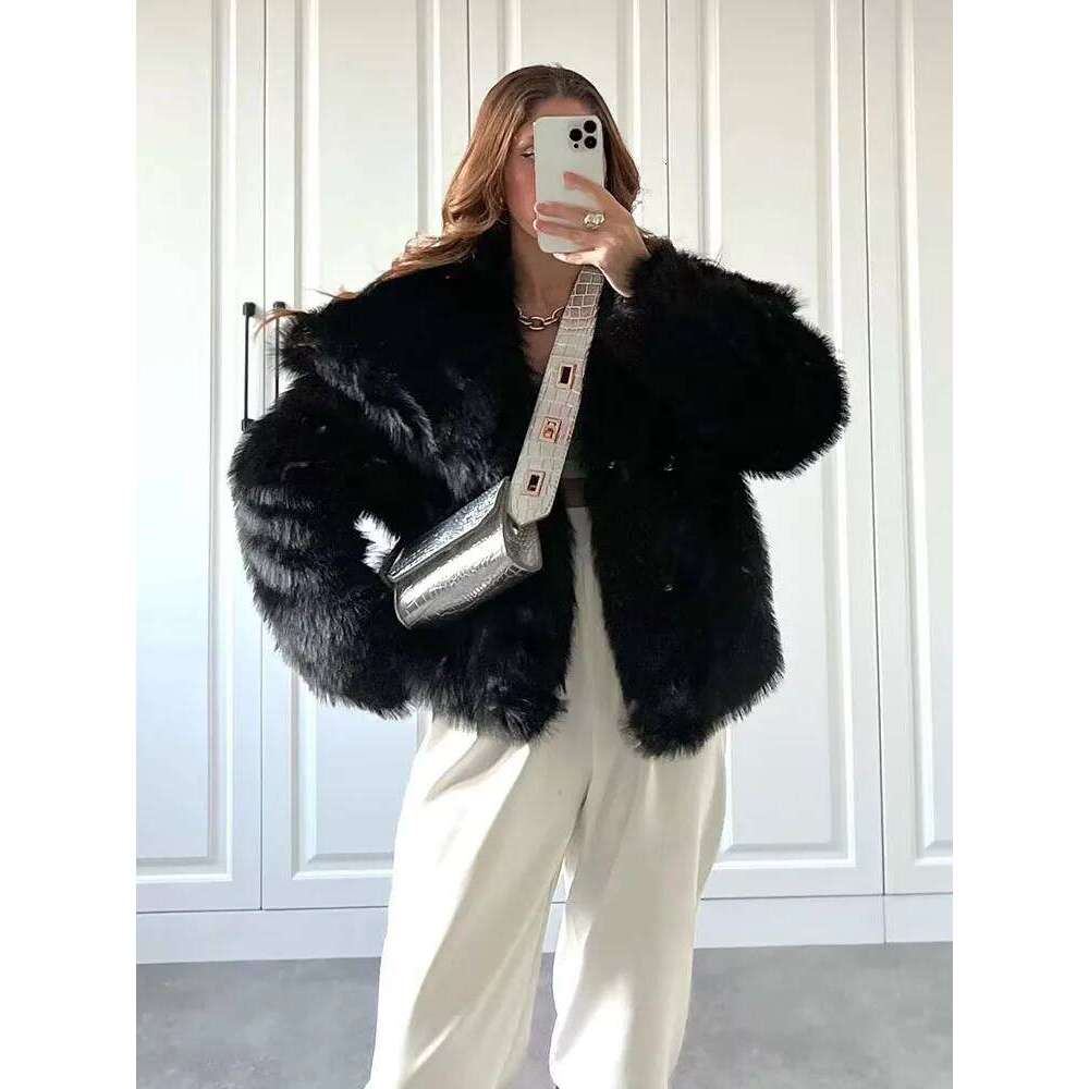 ZADORIN Fashion Oversized Turn Down Collar Fluffy Coat Vintage Faux Fur Jacket Coats Winter Clothes Women 2025