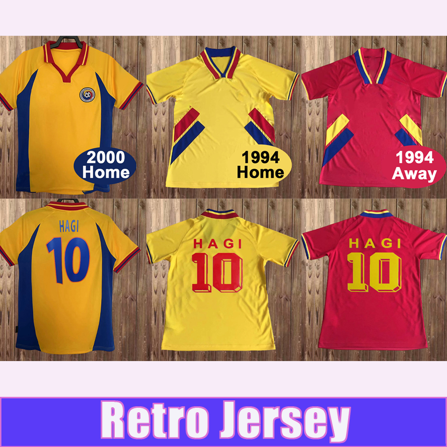 1994 2000 Romania National Team Mens Retro Soccer Jerseys HAGI RADUCIOIU POPESCU ROMANIA Home Away Football Shirt Short Sleeve Vintage Adult Uniforms