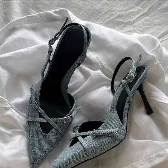 2025 New Women's Jeans Heeled Sandals Pointed High Heel Office Lady Beautiful Women high heels Shoes sandalias mujer