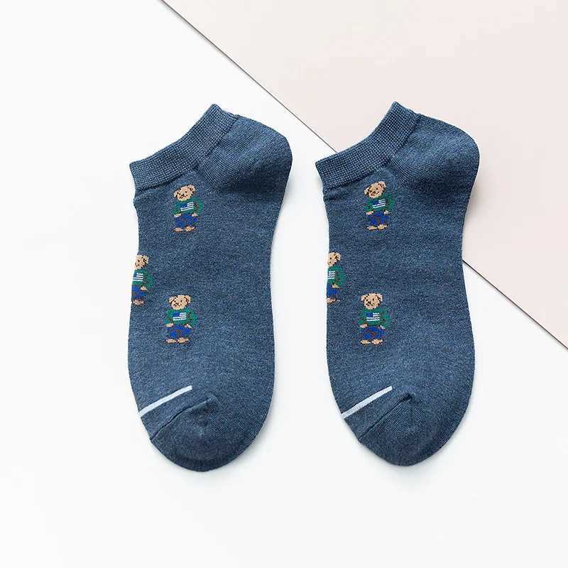 1 Pair Mens Socks Ankle Boat Cartoon Cute Bear Harajuku Short Socks Breathable Summer Business Personality Casual Gift 2 pairs Z250610