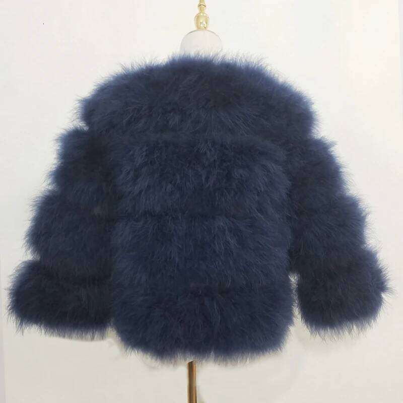 Newowlbie Sexy Ostrich Hair Turkey Fur Coat Plus Leather Women's Genuine Down Short Jacket Retail / Wholesale
