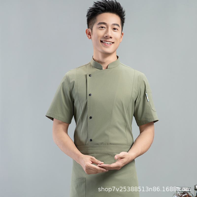 Western Restaurant Mens Solid Color Kitchen Jacket Summer el Female Cook Uniform 360Breathable Black and White Chef Outfit 250320