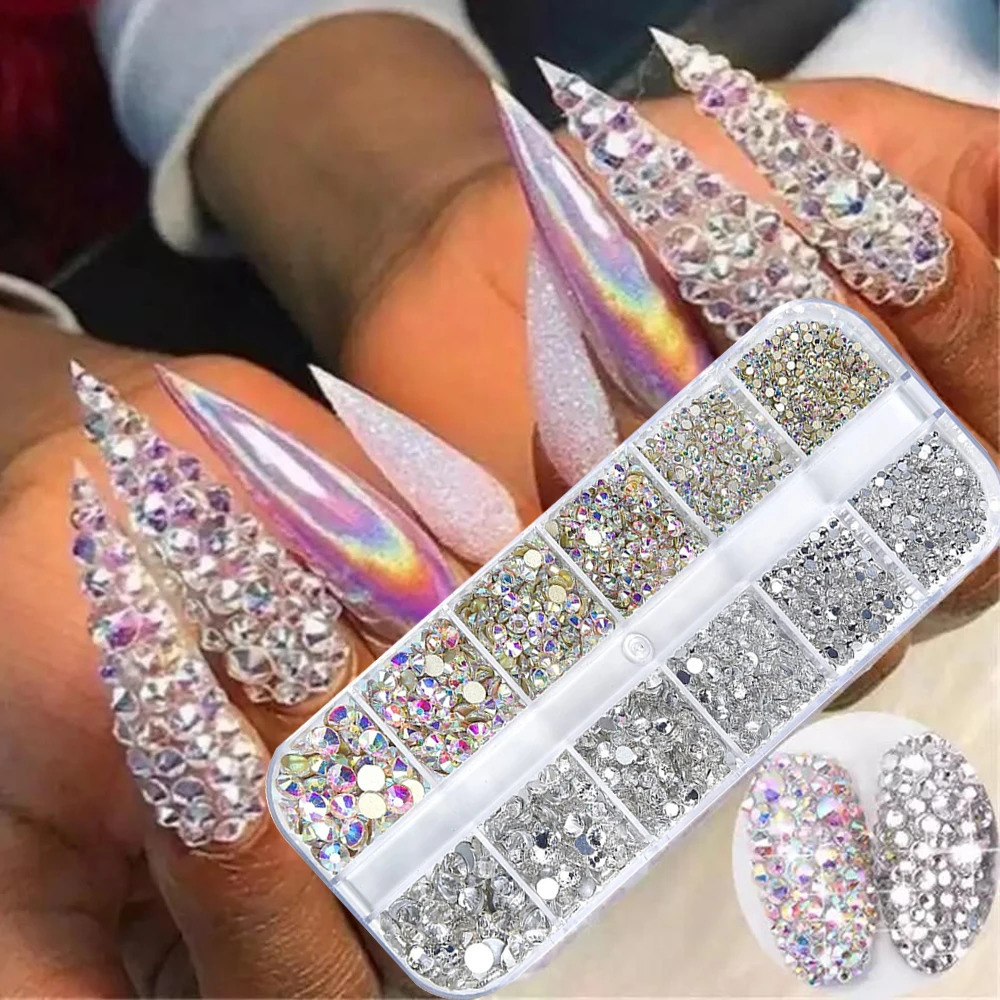 Nail Art s Kit 2400pcs Gems Ab Flatback Stones with Storage Organizer for n Bright Holiday 250606