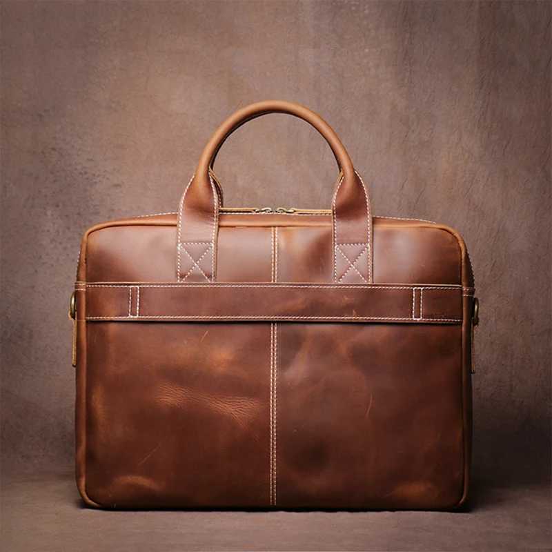 GURO Mens Top Cowhide Executive Briefcase High Quality Handbag Vintage Crossbody Luxury Shoulder Bag Business Office 16 Laptop W250610