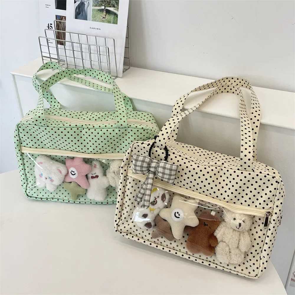 Shoulder Underarm Y2K Ulzzang Ita Bag Woman Polka Dot Tote Bag Trendy Transparent Bag Femme Youth Canvas Womens Bags XJ250610