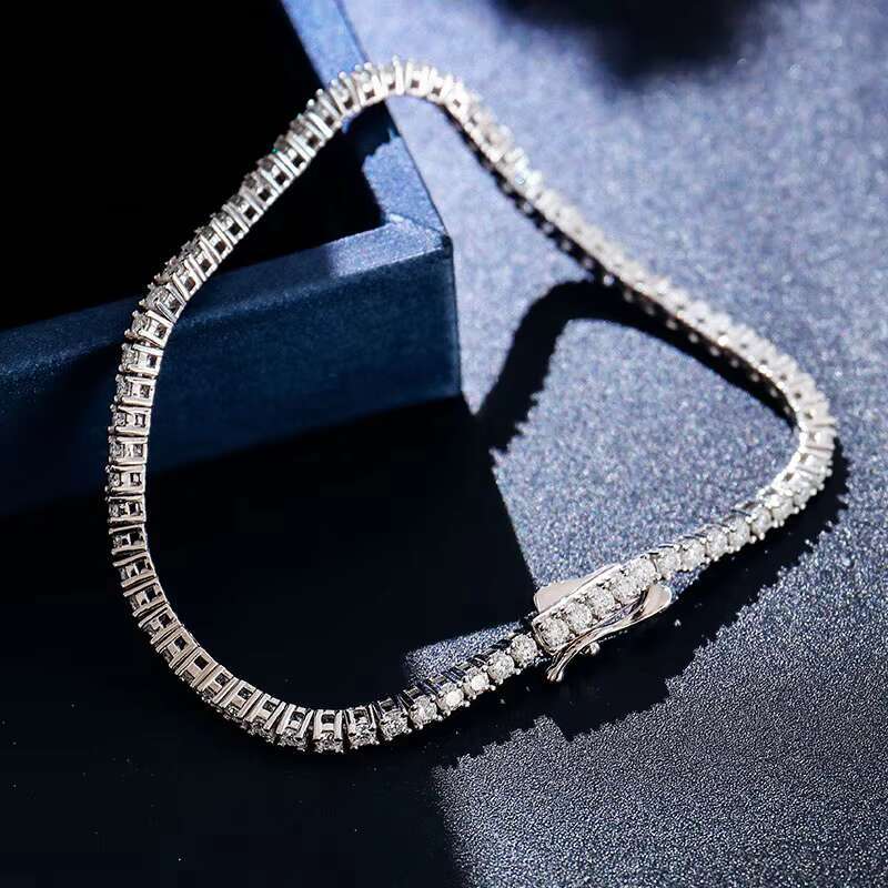 OACOCA 2/3/4/5 mm 6/7/8 Inches Moissanite Clustered Tennis Bracelet 925 Sterling Silver Iced Out VVS Diamond Tennis Chain Bracelet