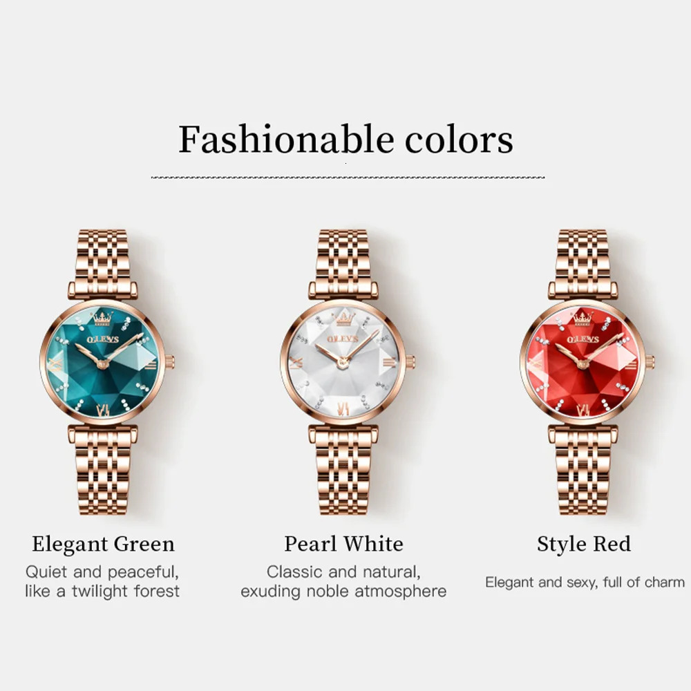 OLEVS Jewel Quartz Women Watches Waterproof Stainless Steel Strap Watch For Lady Fashion Original Clock Diamond Mirror 250606