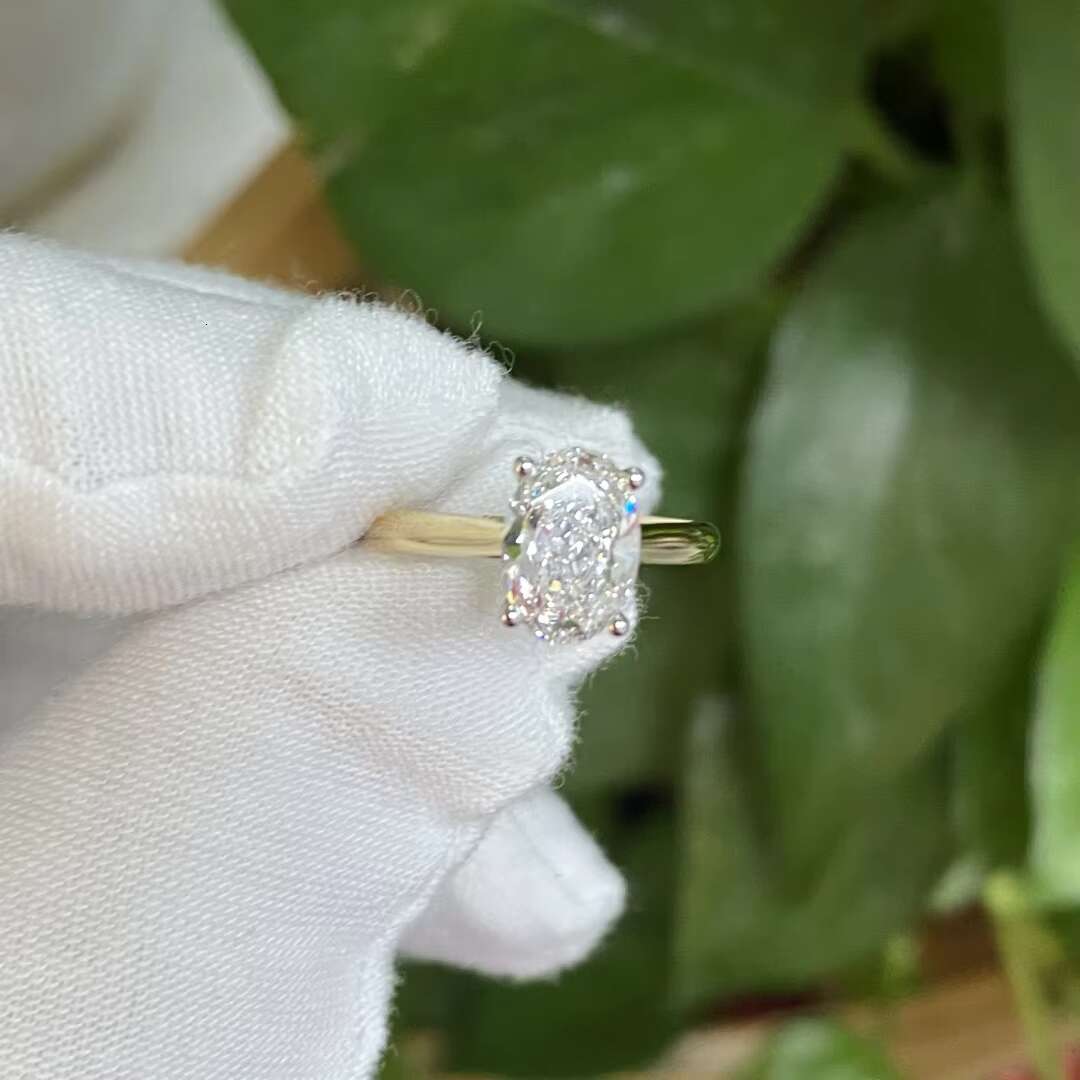 Customizable Solitaire Oval 1ct-4CT White Gold 14K18K IGI Certified CVD HPHT Lab Grown Diamond Ring for Women Engagement Wedding