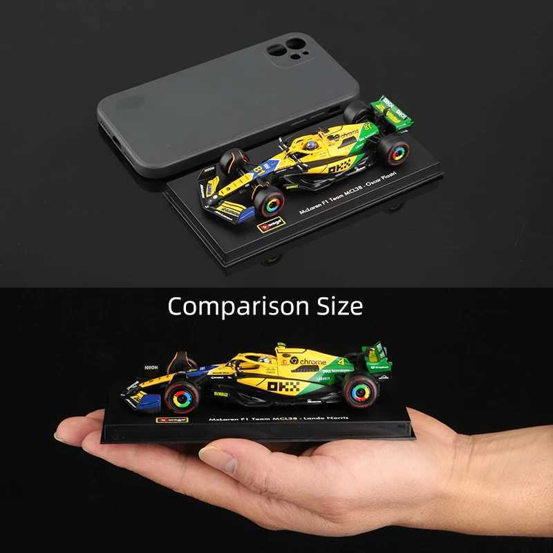Bburago 1 43 2024 F1 Model With Helmet Alloy Miniature Diecast Formula Racing Car Toy MCL38 W15 SF24 RB20 A524 Z250611