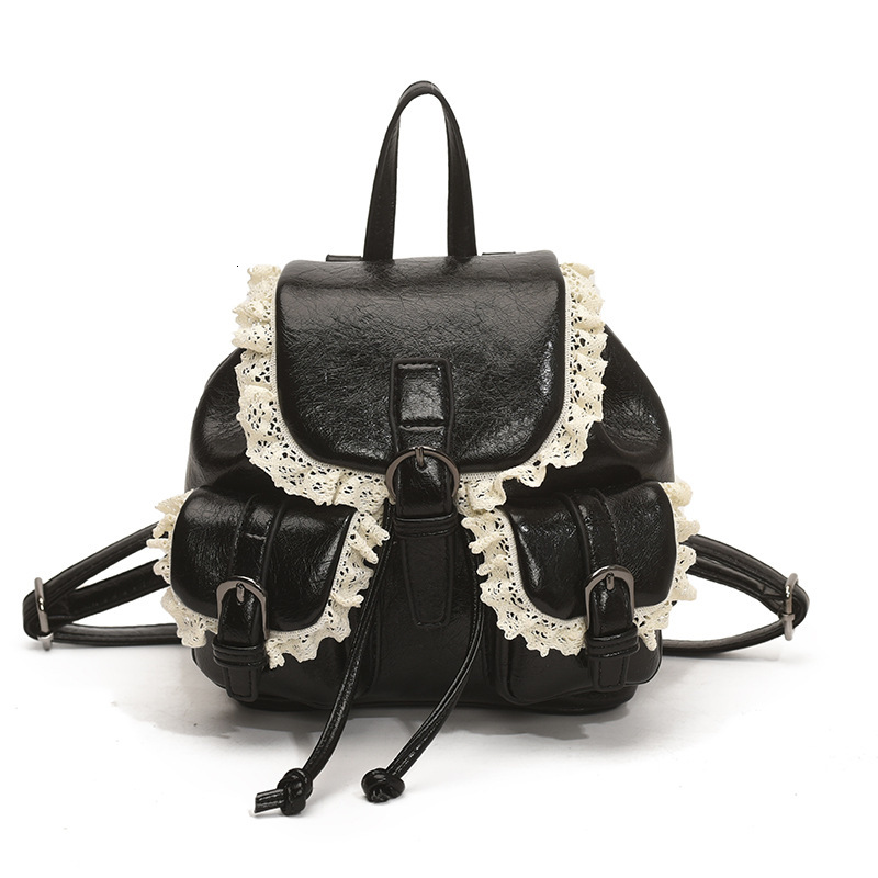 Free shipping designer Fashionable Small Backpack 2025 High-end Lace Trim Niche Design Creative Backpack Korean Style Internet Celebrity Women Bag
