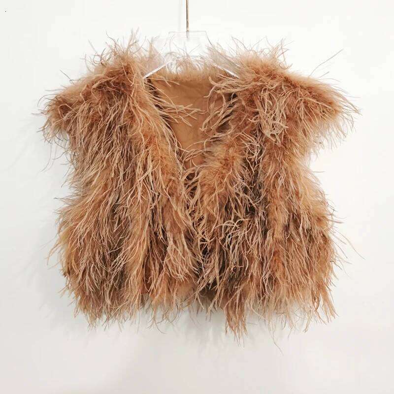 New 100% Fashion Women's Sleeveless Coat Ostrich Hair Tank Top Jacket Real Fur Coat Vest Customizable Size