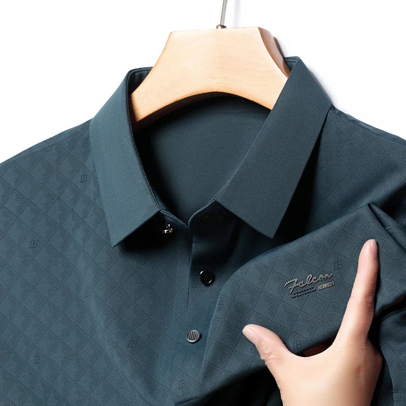 Mens Badge Casual Fashion Short Sleeved POLO Shirt Summer Comfortable Top 250610