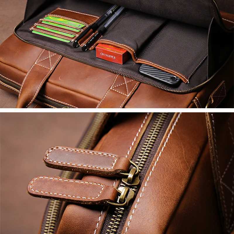 GURO Mens Top Cowhide Executive Briefcase High Quality Handbag Vintage Crossbody Luxury Shoulder Bag Business Office 16 Laptop W250610