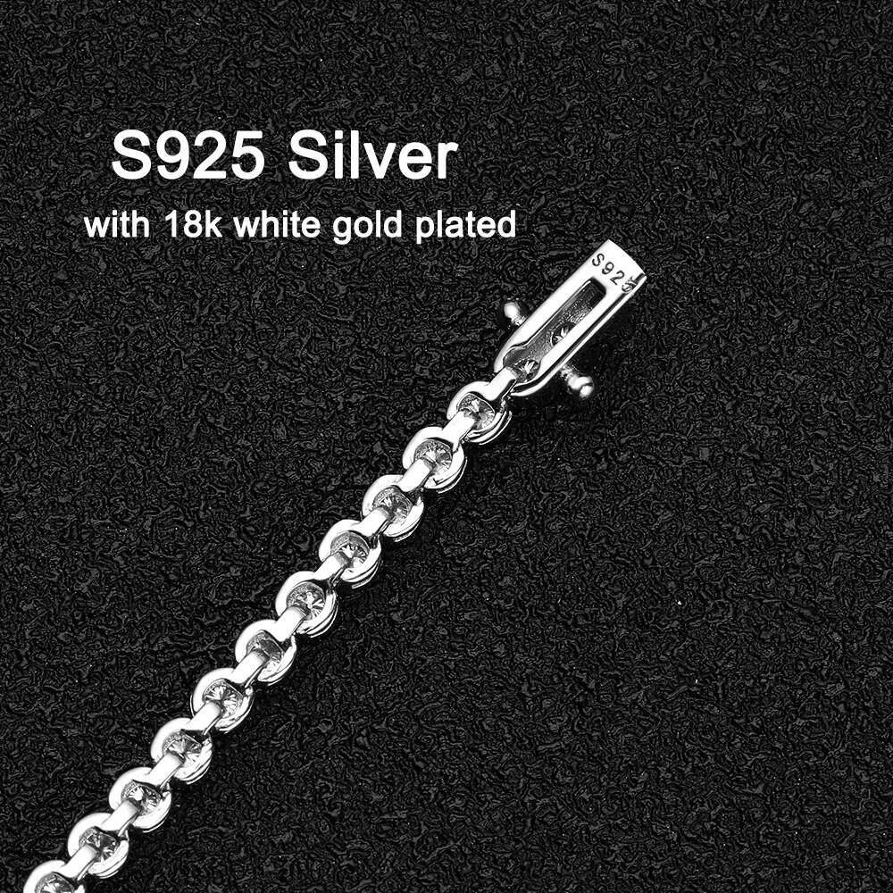 Bezel Set Moissanite Tennis Necklace For Women 2mm 3mm Round Diamond S925 Silver 18K Gold Plated Bubble Chain Jewelry with GRA