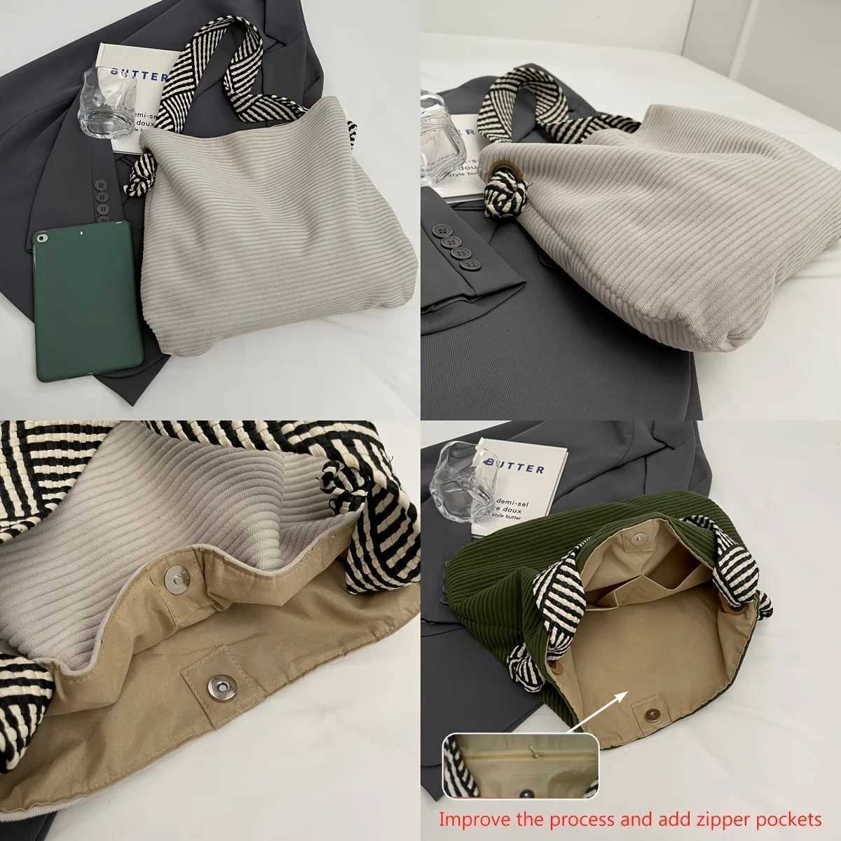 Large Capacity Corduroy Tote Bag Womens Fashion Casual Handbag Shoulder Bag Daily Commute Coin Shopping Phone Pouch XJ250610