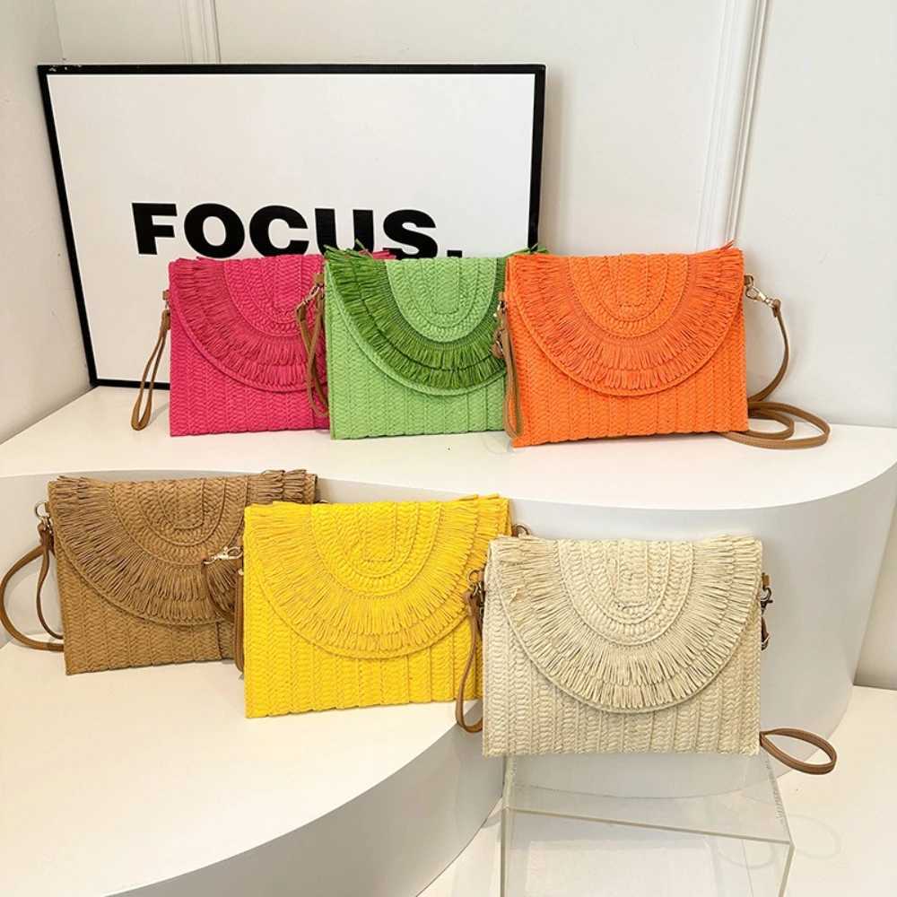 Raffia Straw Woven Bags Fashion Ladies Wrist Clutches Summer Women Shoulder Crossbody Bags Handmade Handbags Purse Beach Bag XJ250610