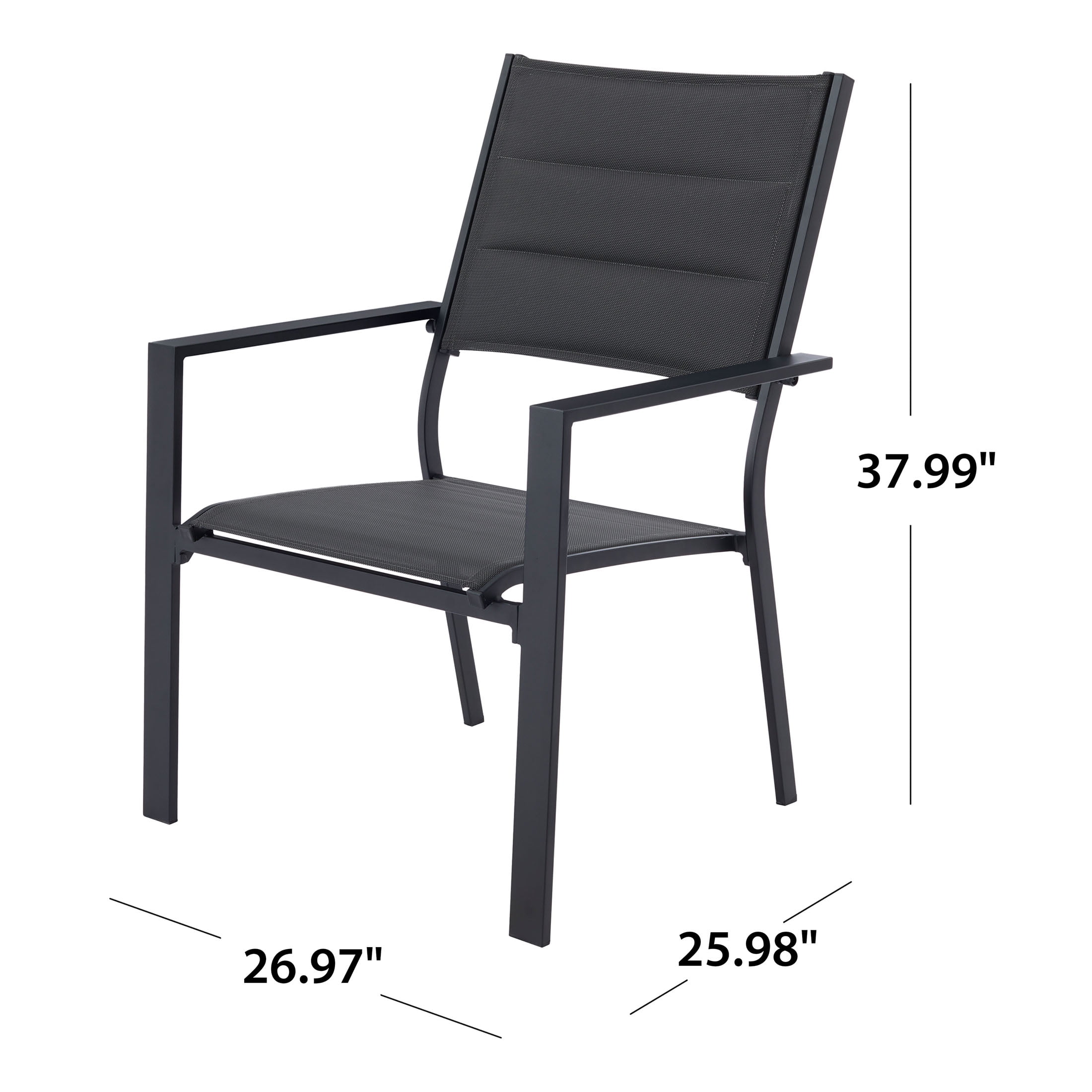 Dashwood Outdoor Dining Chair, Black, 2 Pack Seat height: 16.73seat back height: 23.62"