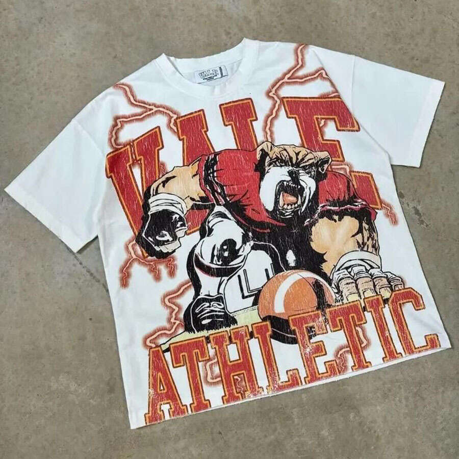 Summer American Style Dark Print Washed Vintage Street Loose Oversize Hip Hop Skateboard Short Sleeve T-Shirt