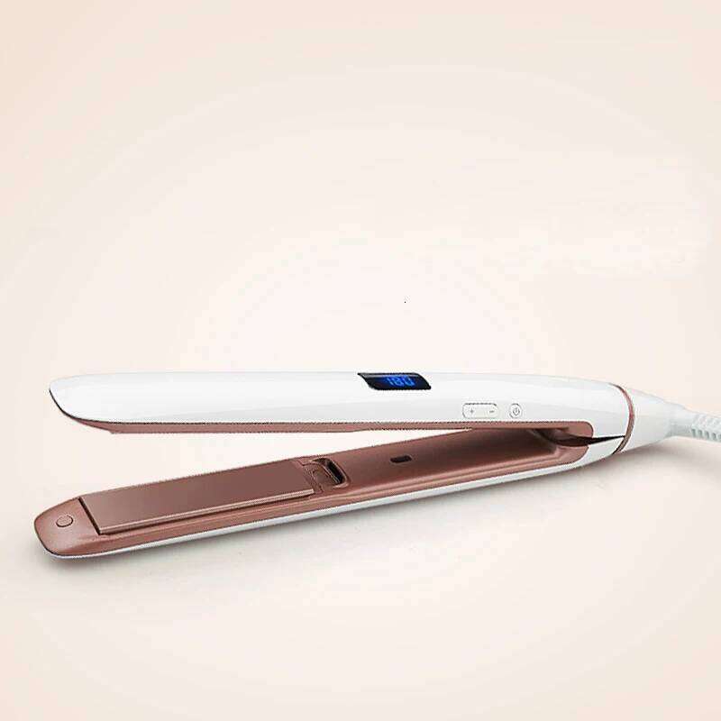 2 in 1 Heated Straightener Comb Professional Irons Curling Brush Gold Titanium Alloy Hair Straightening Flat Iron