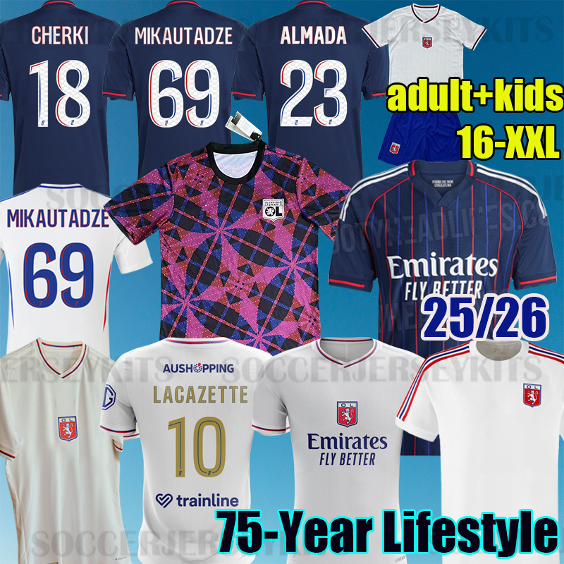 3xl 4xl MIKAUTADZE Maillot de foot BENRAHMA Soccer Jersey 75-year-anniversary ORBAN NUAMAH OL 75th FOFANA football shirts 2025 CHERKI CAQUERET equipment lyon 25 26