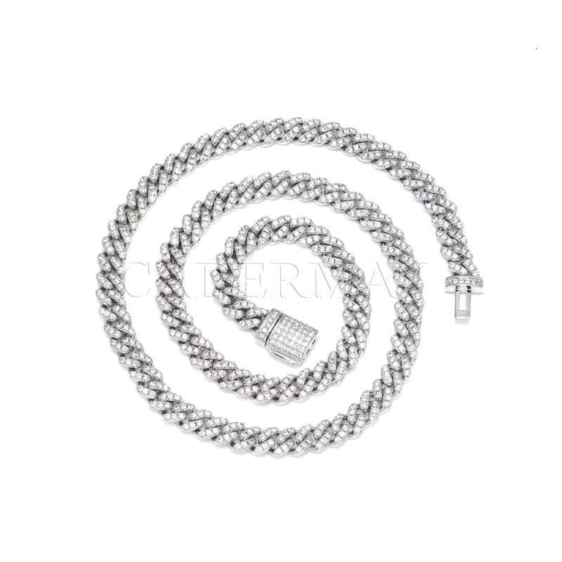OACOCA Fashion Jewelry Hot Sale Hip Hop Moissanite Chain Iced Out S925 6mm Moissanite Cuban Link Chain Necklace for Hip Hop Men Gift