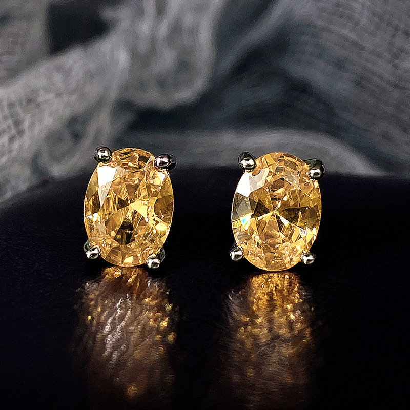 Rulalei Brand Sparkling Stud Earrings Simple Fashion Jewelry 925 Sterling Silver Oval Cut Multi Color 5A Cubic Zircon CZ Diamond Gemstones Party Women