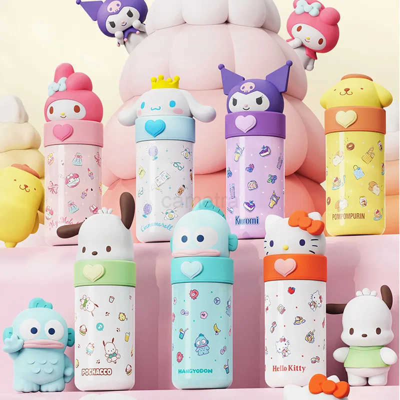 Sanrio 350ml Sanrio Hello Kitty Stainless Steel 316 Thermos Kawaii Kuromi Cinnamoroll Melody Kids Vacuum Flask Water Bottle TumblerXJ25055
