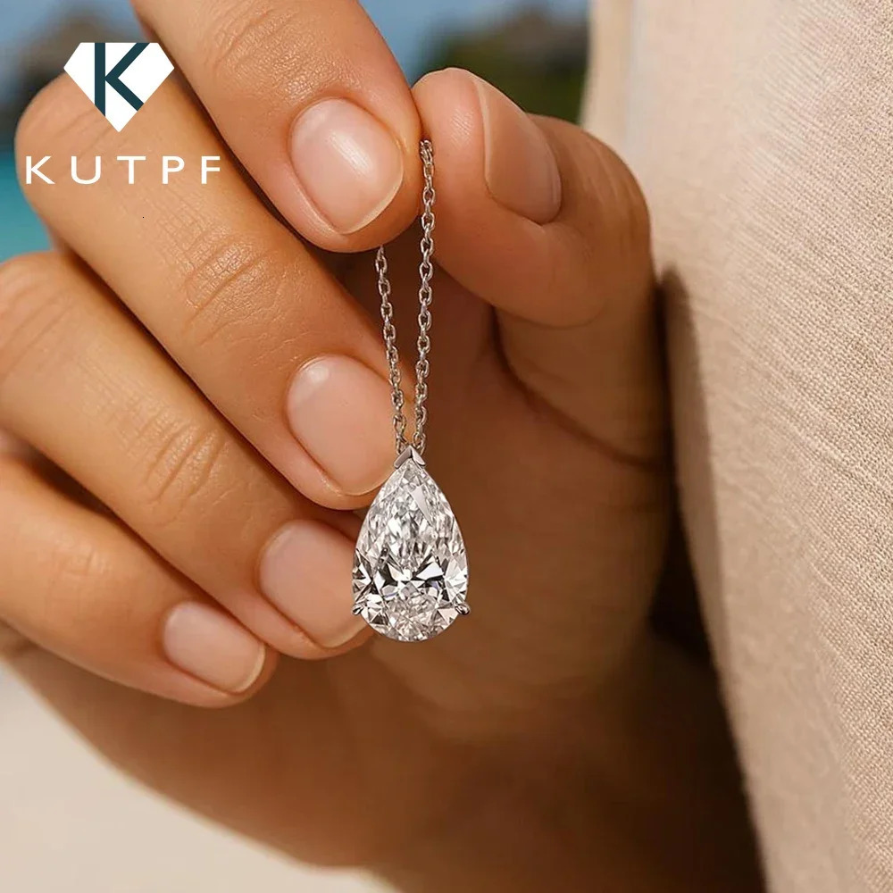 Water Drop Solitaire Pendant Necklace for Women S925 Silver 1-4 Pear Cut Lab Diamond Neckchain with Certificate 250610