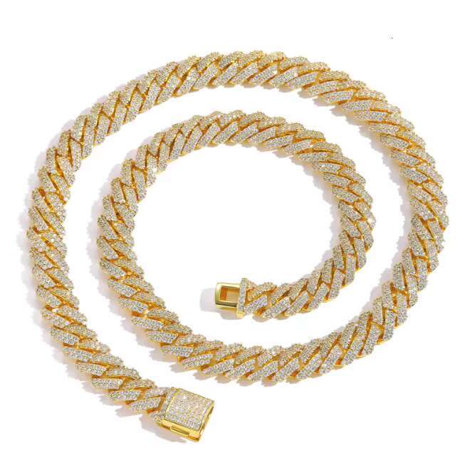 OACOCA Hip Hop 925 Sterling Silver Moissanites Diamond Necklace Hiphop Moissanite Tennis Chain