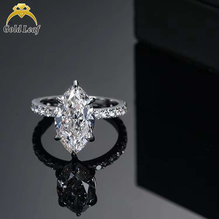 Customized Fine Jewelry 10K 14K 18K Gold Wedding Ring 0.5CT - 3CT Marquise Cut D VVS Lab Grown Diamond Ring Engagement for Women