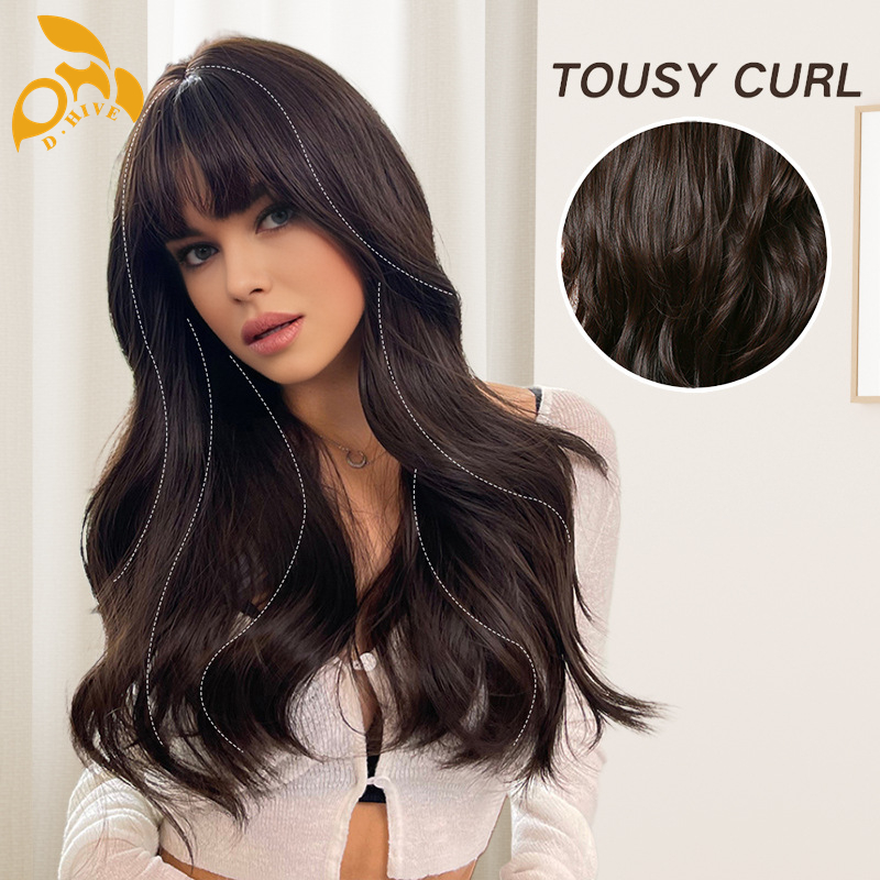 Free shipping Hair Wigs for womans wigs human hair New large wave bang long curly hairfull head set women's wig