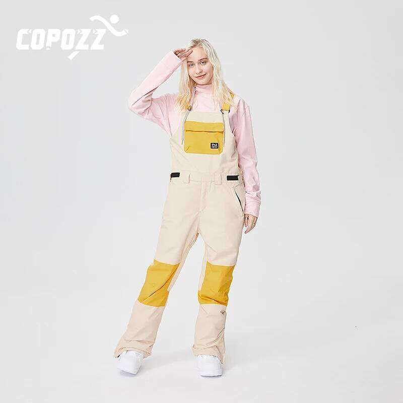 COPOZZ Men Women Ski Pants Windproof Waterproof Bib Overalls Trousers Winter Warm Outdoor Sports Snowboard Skiing Clothing