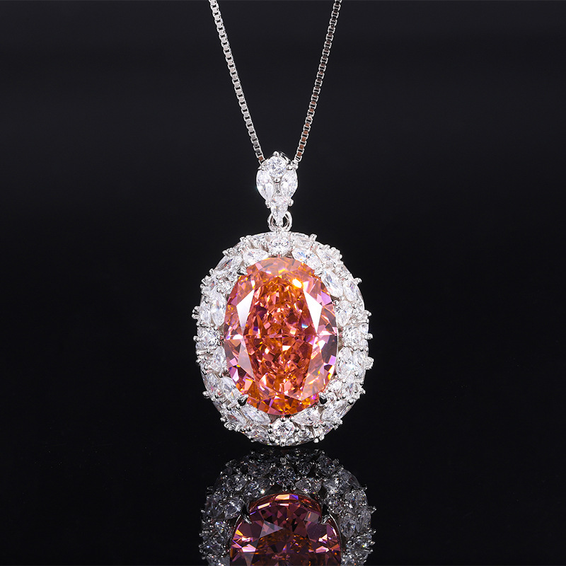 S925 Silver Vintage Fashion High-Carbon Diamond Pigeon Egg Pendant, 13x18mm Luxurious Design, Exquisite Women's Jewelry, Perfect Gift Choice