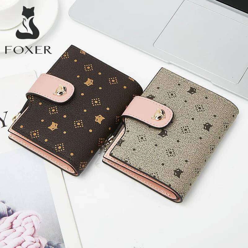 FOXER Small PVC Fashion Wallet Lady Cute Card Holder Coin Purse Gift for Wife, Girlfriend