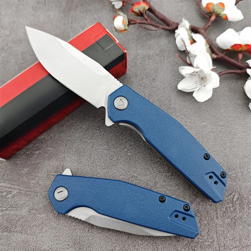 KS 2036 Lucid Tactical Folding Knife EDC Outdoor Camping Survival Knife High Carbon Steel 8Cr13Mov Blade Blue Nylon Fiber Handle