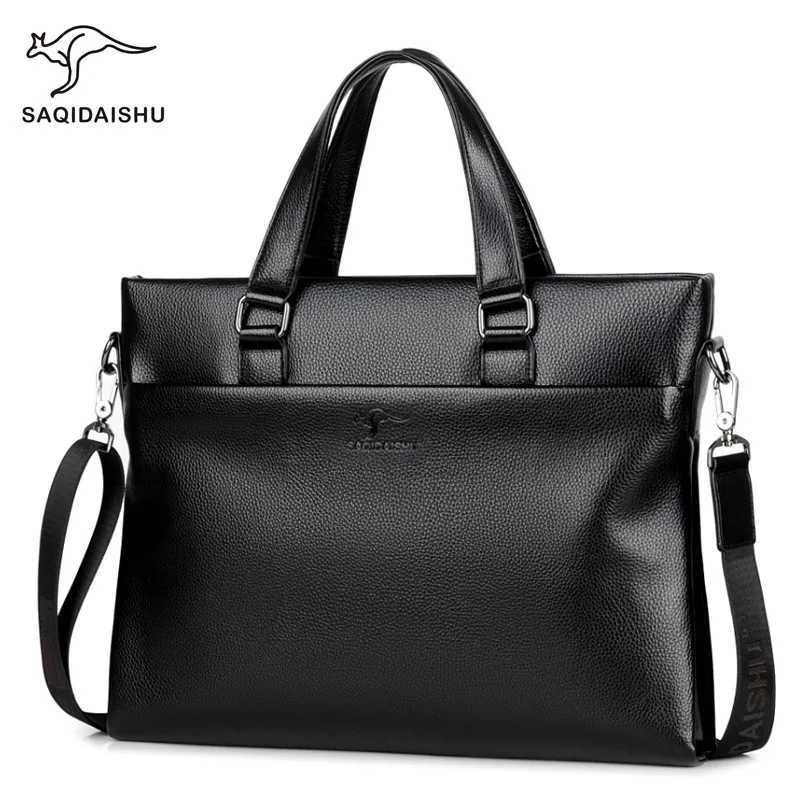 New Luxury Cow Leather Mens Business Bag Classic Black Handbag Male Briefcase Cowhide Laptop Office Bags for Men Suitcase W250610