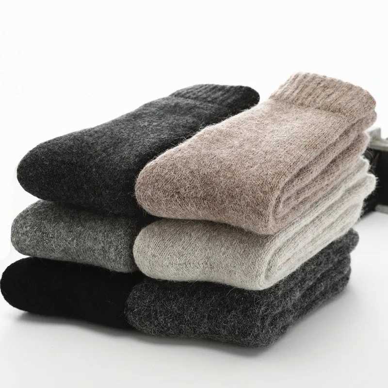 Socks Men Super Thicker Solid Sock Merino Wool Rabbit Socks Against Cold Snow Russia Winter Warm Funny Happy Male Socks Z250610