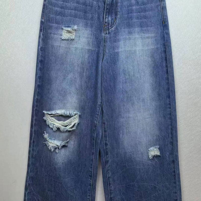 Vintage ripped high waist wide leg jeans factory customized wholesale 840108