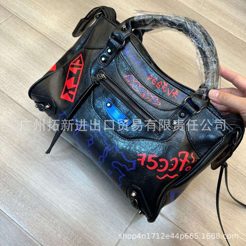 New Graffiti Motorcycle Fashion Trend Shoulder Bag Crossbody Handbag Must Have Trendy Item