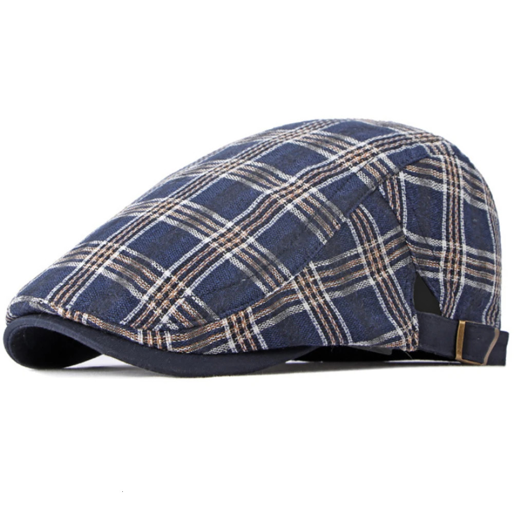 HT4640 Beret Beret Uomino Donne Donna Frità Sempa Sempa Tacchi Sulla Regolabile IVY FAT Plaid Plaid Pitter Beret Beret Beret Beretto Maschi-image