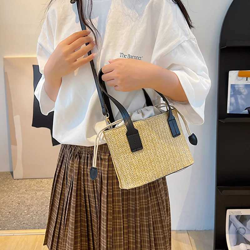 Fashion Bucket Crossbody Bags For Women Summer Handbags Casual Straw Shoulder Bag For Travel/Vacation Ladies Beach Bag XJ250610