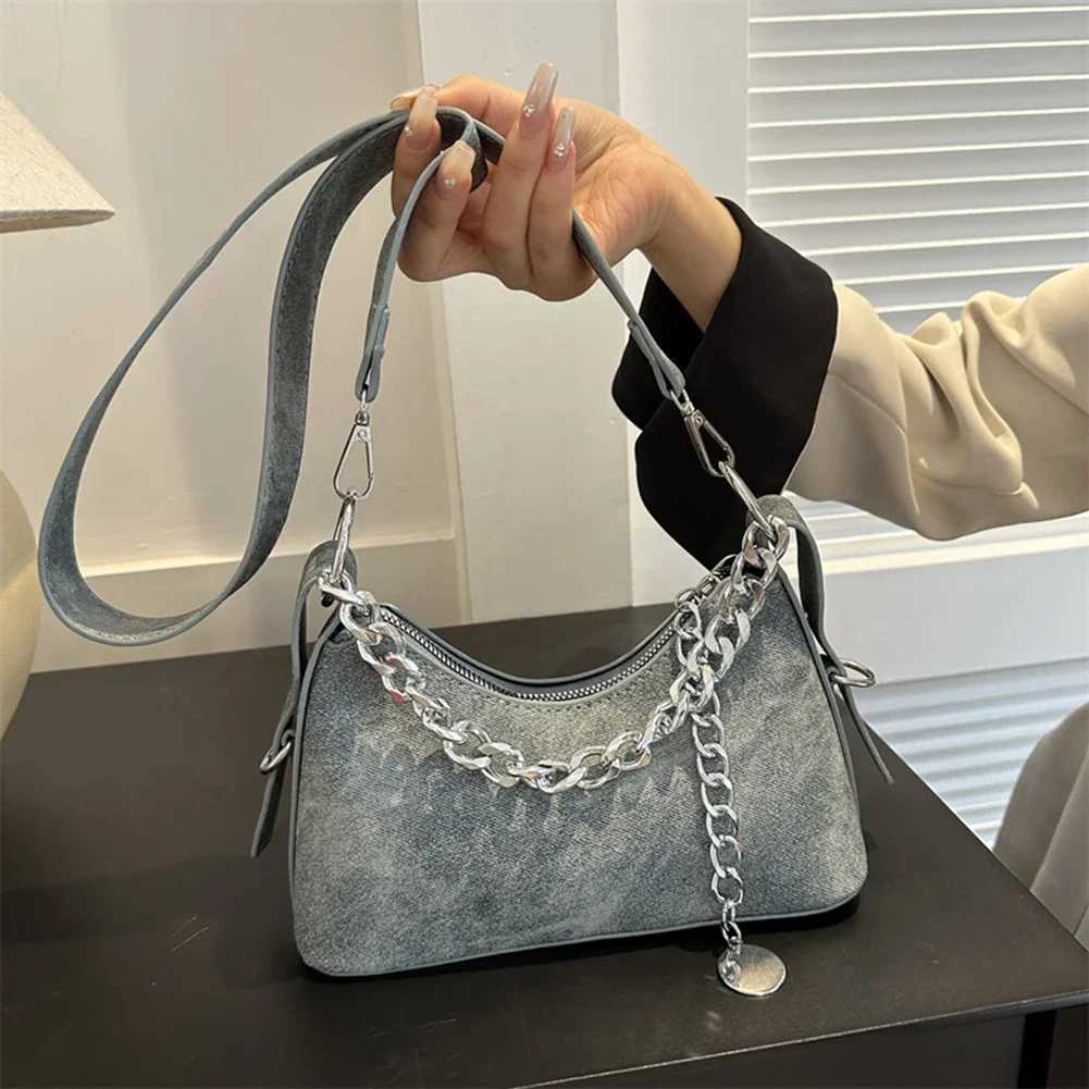 Women Chain Hobo PU Shoulder Bag Fashion Underarm Bag Crossbody Handbag XJ250610