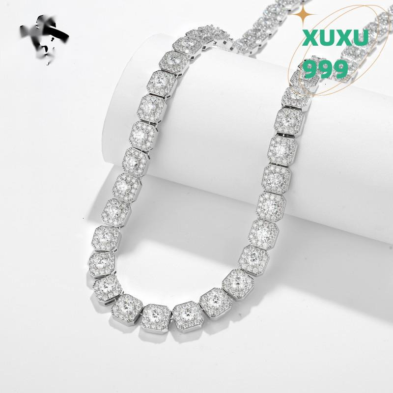 OACOCA Moissanite Chain Hip Hop Jewelry Rock Sugar Chain Moissanite Necklace 925 Silver Chain