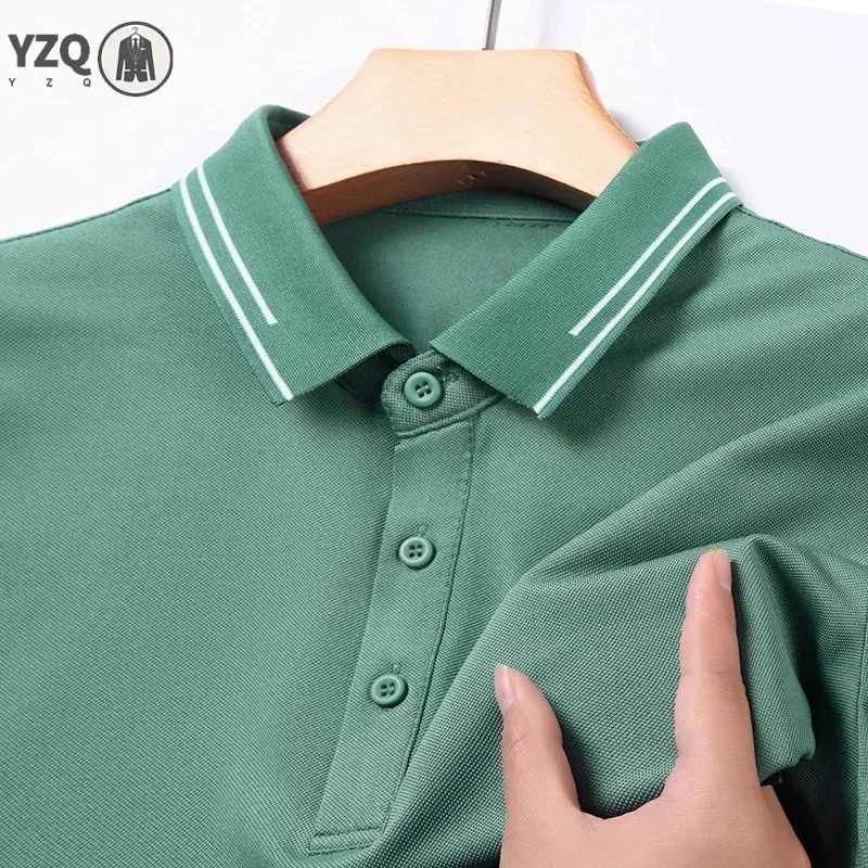 Mens Solid Color Cotton Business and Leisure POLO Shirt Summer Fashion Short Sleeve Comfortable Breathable Top 250610