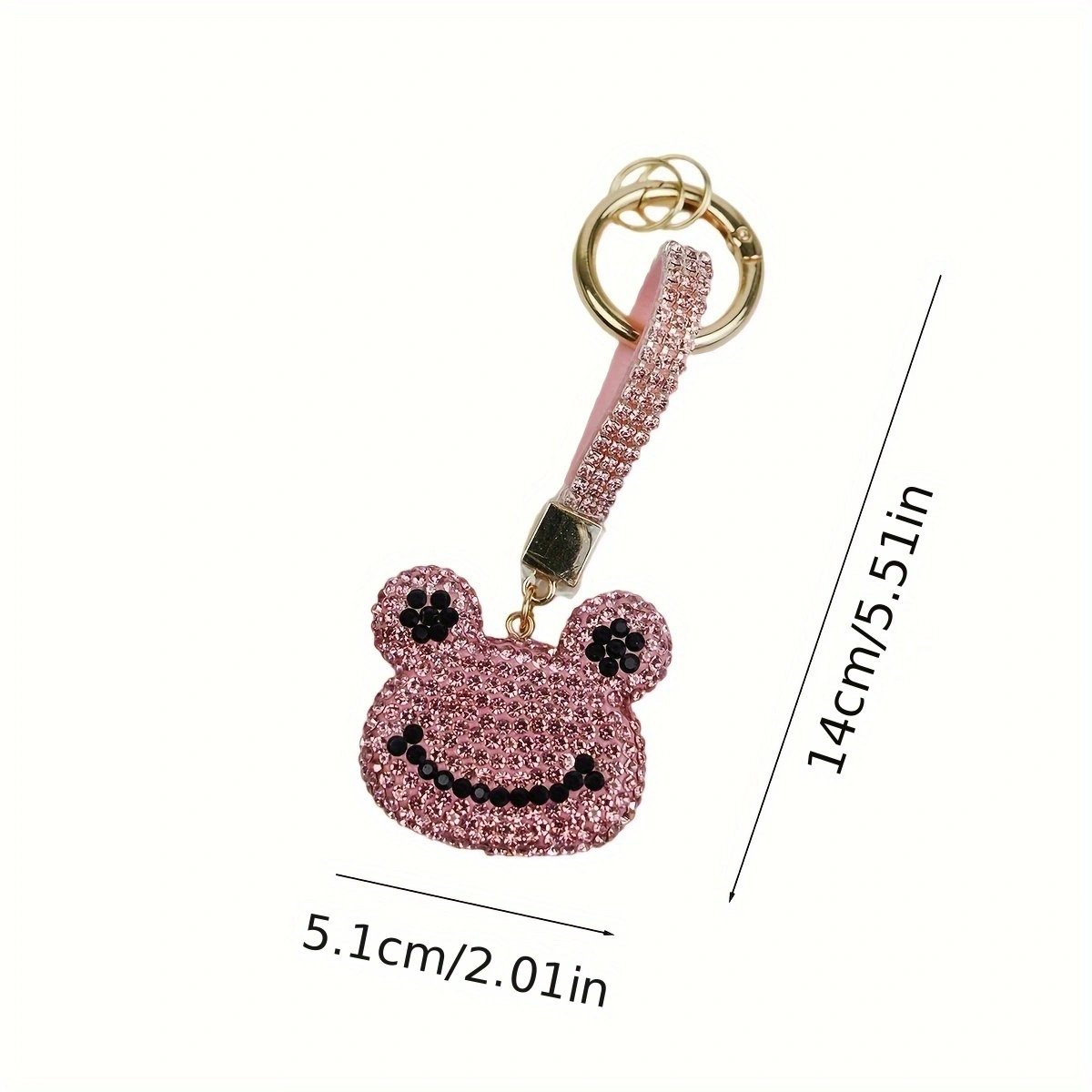 Cute shiny diamond frog keychain fashion personality animal keychain bag decoration bag pendant birthday graduation gift